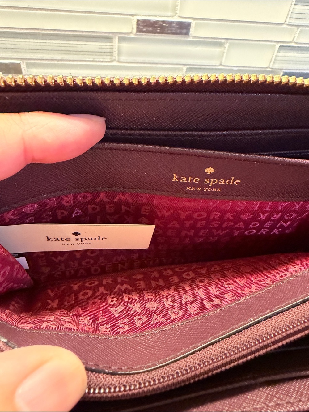 Kate Spade Continental Wallet Neda Laurel Way Saffiano in Deep Plum - Picture 7 of 10